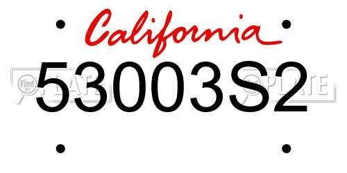 53003S2 California License Plate
