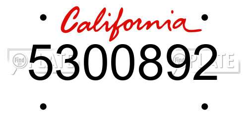 5300892 California License Plate