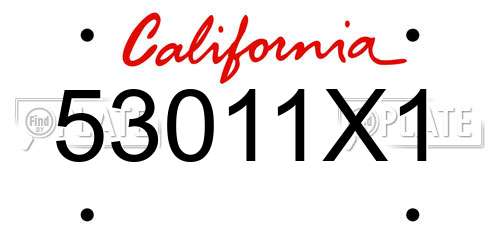 53011X1 California License Plate