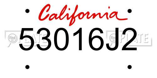 53016J2 California License Plate