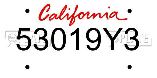 53019Y3 California License Plate
