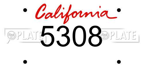 5308 California License Plate