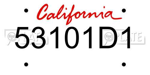 53101D1 California License Plate