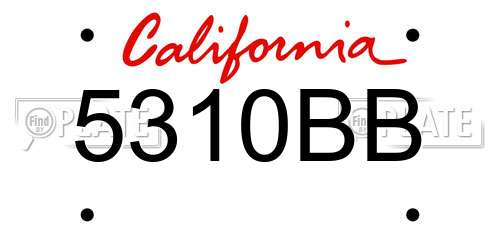 5310BB California License Plate