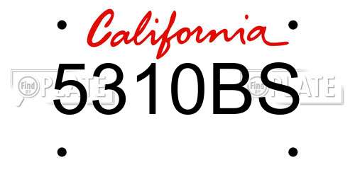 5310BS California License Plate