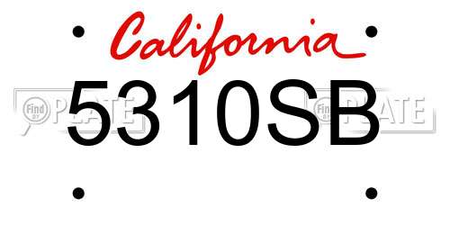 5310SB California License Plate