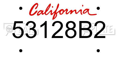 53128B2 California License Plate