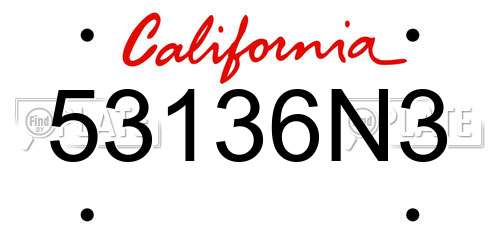 53136N3 California License Plate