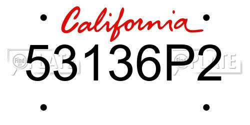 53136P2 California License Plate