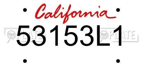 53153L1 California License Plate