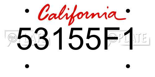 53155F1 California License Plate