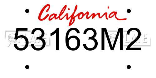53163M2 California License Plate