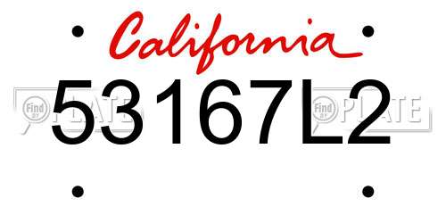 53167L2 California License Plate