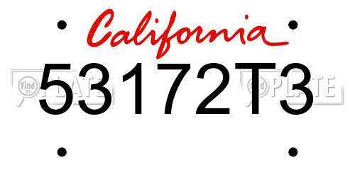 53172T3 California License Plate