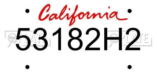 53182H2 California License Plate