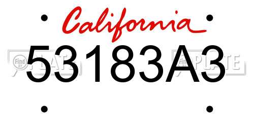 53183A3 California License Plate