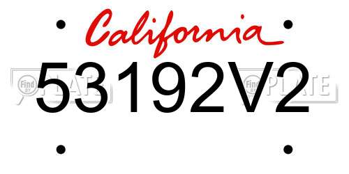 53192V2 California License Plate
