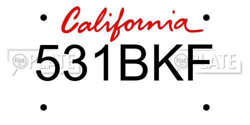 531BKF California License Plate