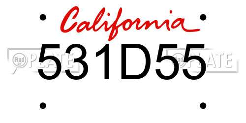 531D55 California License Plate