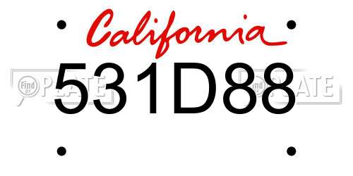 531D88 California License Plate