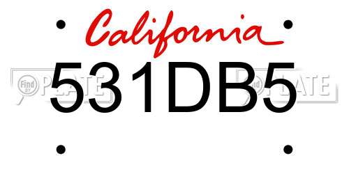 531DB5 California License Plate