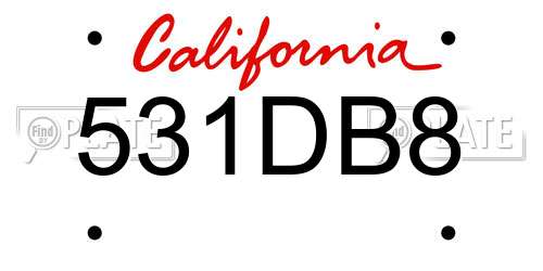 531DB8 California License Plate