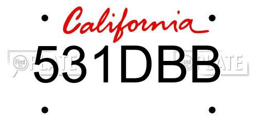 531DBB California License Plate