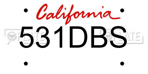 531DBS California License Plate