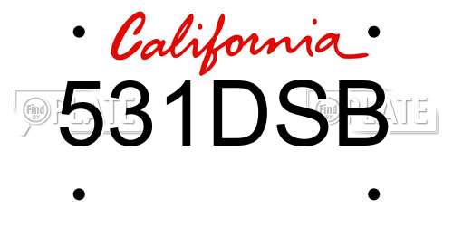 531DSB California License Plate