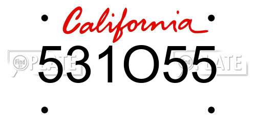 531O55 California License Plate