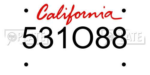 531O88 California License Plate