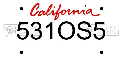 531OS5 California License Plate