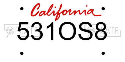 531OS8 California License Plate