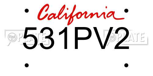 531PV2 California License Plate