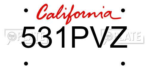 531PVZ California License Plate