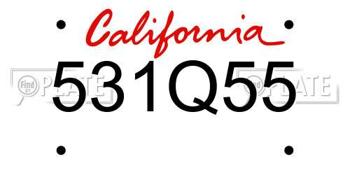 531Q55 California License Plate