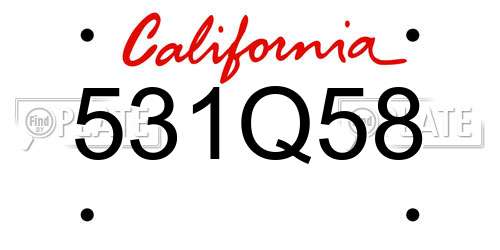 531Q58 California License Plate