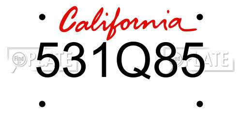 531Q85 California License Plate