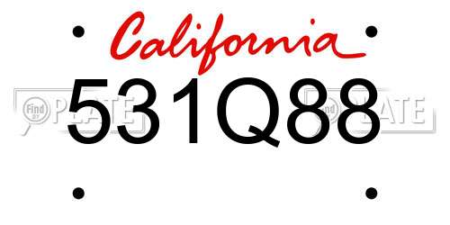 531Q88 California License Plate