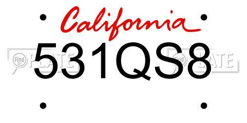 531QS8 California License Plate