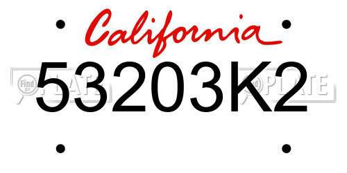53203K2 California License Plate