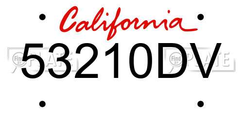 53210DV California License Plate