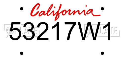 53217W1 California License Plate