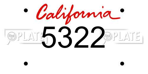 5322 California License Plate