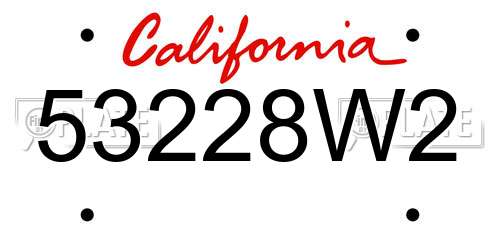 53228W2 California License Plate