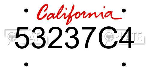 53237C4 California License Plate