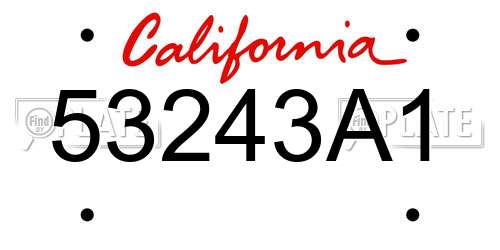 53243A1 California License Plate
