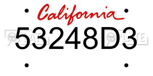 53248D3 California License Plate