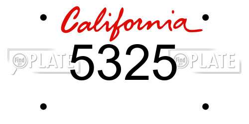 5325 California License Plate