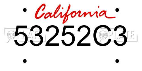 53252C3 California License Plate
